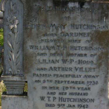 HUTCHINSON William T.P. -1942 &amp; Edith May GARDNER -1936