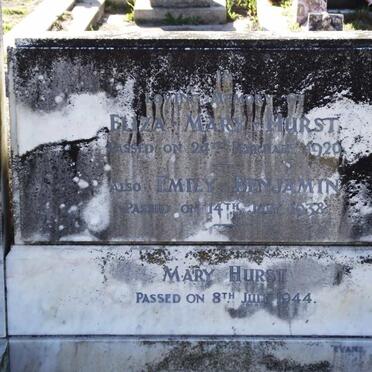 HURST Eliza Mary -1920 :: BENJAMIN Emily -1938 :: HURST Mary -1944