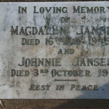 JANSEN Johnnie -1949 :: JANSEN Magdalena -1949