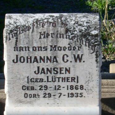 JANSEN Johanna C.W. nee LUTHER 1868-1935