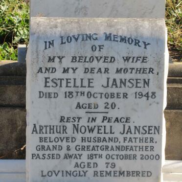 JANSEN Arthur Nowell -2000 &amp; Estelle -1948