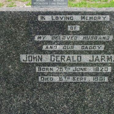 JARMAN John Gerald 1920-1981
