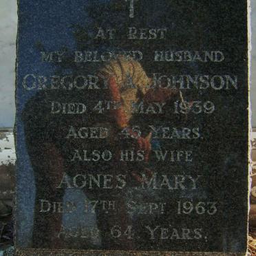 JOHNSON Gregory A. -1939 &amp; Agnes Mary -1963