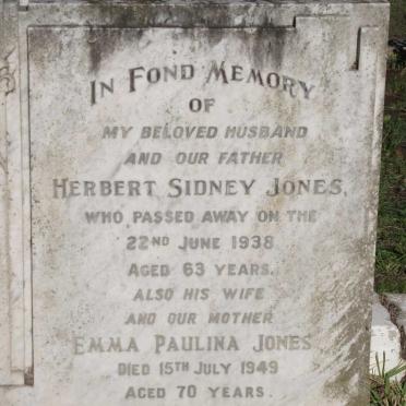 JONES Herbert Sidney -1938 &amp; Emma Paulina -1949