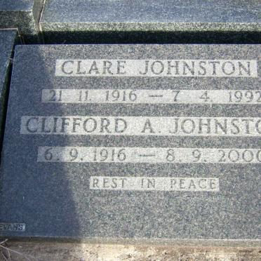JOHNSTON Clifford A. 916-2000 &amp; Clare 1916-1992