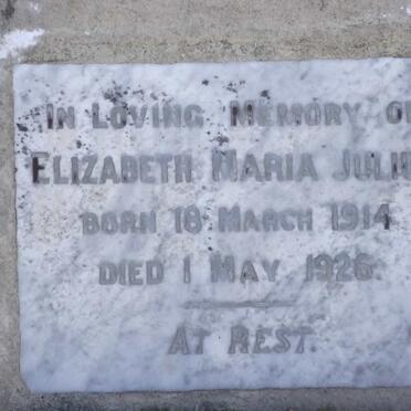 JULIUS Elizabeth Maria 1914-1926