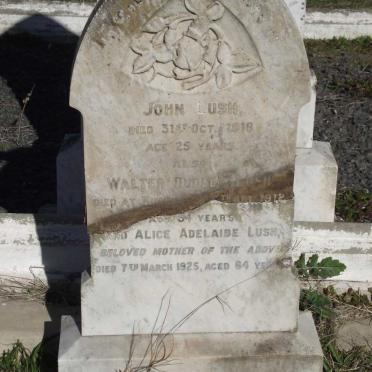 LUSH Alice Adelaide -1925 :: LUSH Walter Dudley -1918 :: LUSH John -1918