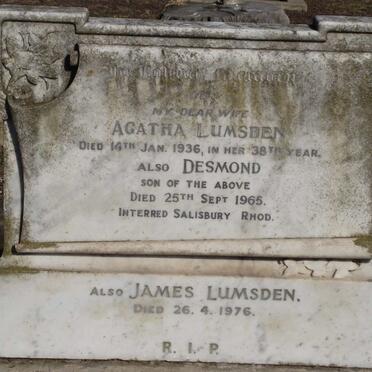 LUMSDEN Agatha -1936 :: LUMSDEN Desmond -1965 :: LUMSDEN James -1976