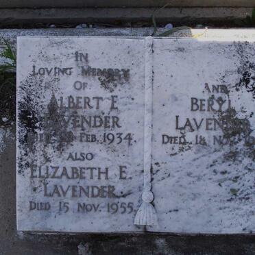 LAVENDER Albert E. -1934 &amp; Elizabeth E. -1955 :: LAVENDER Beryl -1916