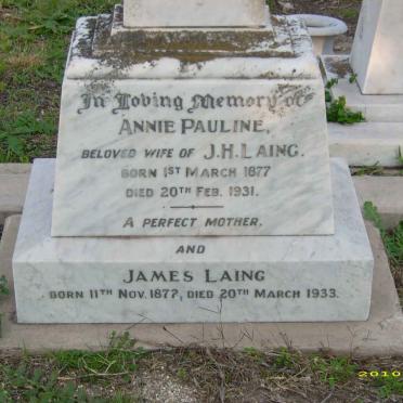 LAING James 1872-1933 &amp; Annie Pauline 1877-1931