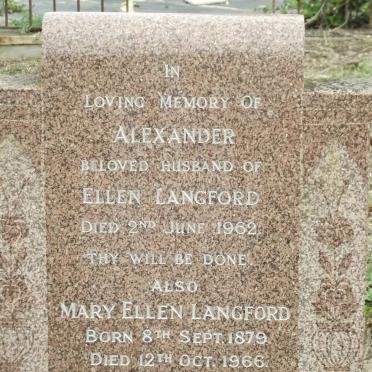 LANGFORD Alexander -1962 &amp; Mary Ellen 1879-1966