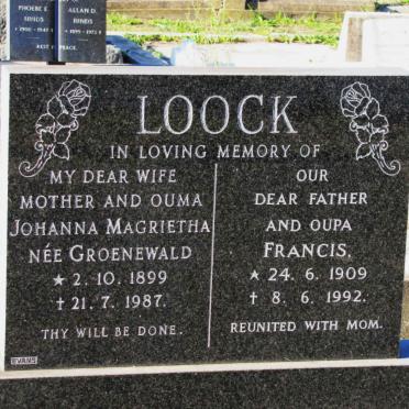 LOOCK Francis 1909-1992 &amp; Johanna Magrietha GROENEWALD 1899-1987