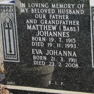 LOTTER Matthew Johannes 1915-1993 &amp; Eva Johanna 1911-2008