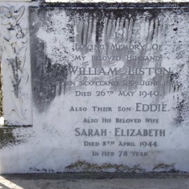 LISTON William 1871-1940 &amp; Sarah Elizabeth -1944 :: LISTON Eddie