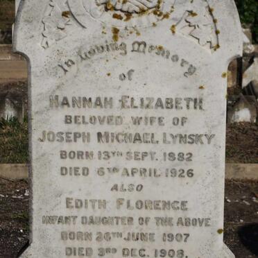 LYNSKY Hannah Elizabeth 1882-1926 :: LYNSKY Edith Florence 1907-1908