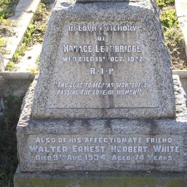 LETHBRIDGE Horace -1922 :: WHITE Walter Ernest Herbert -1934