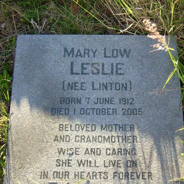 LESLIE Mary Low nee LINTON 1912-2005