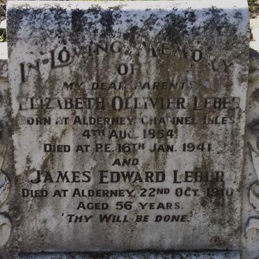 LEBER James Edward -1910 :: LEBER Elizabeth Ollivier 1854-1941