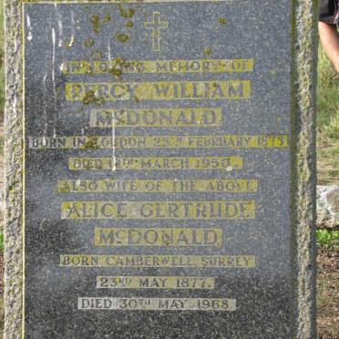 McDONALD Percy William 1875-1950 &amp; Alice Gertrude 1877-1968