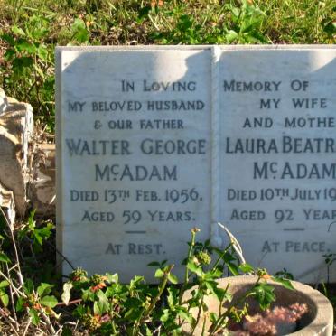 McADAM Walter George -1956 &amp; Laura Beatrice 1998