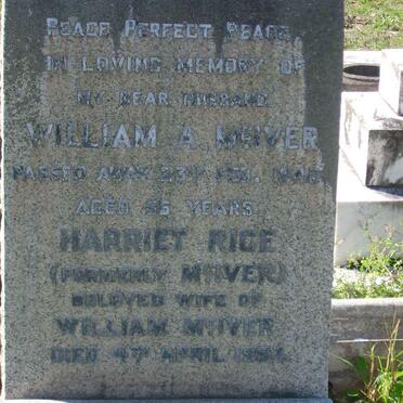 McIVER William -1946 &amp; Harriet RICE formerly McIVER -1954