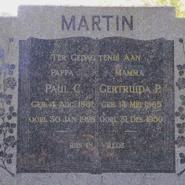 MARTIN Paul C.1861-1928 &amp; Gertruida P. 1865-1950