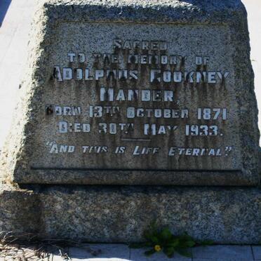 MANDER Adolphus Cookney 1871-1933