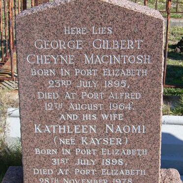 MACINTOSH George Gilbert Cheyne 1895-1964 &amp; Kathleen Naomi KAYSER 1898-1978