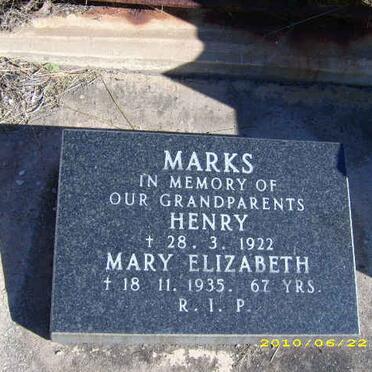 MARKS Henry -1922 &amp; Mary Elizabeth -1935