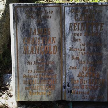 MANGOLD James Christian 1914-1992 &amp; Carol Reinette ROBB 1918-1980 :: VAN DER LINDE - Joan Agatha nee HUGGET