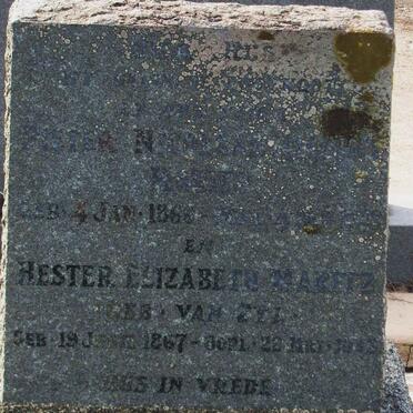 MARITZ Peter Nicolas Jacobus 1868-1942 &amp; Hester Elizabeth VAN ZYL 1867-1945