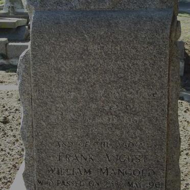 MANGOLD Frank August William -1961 &amp; Anna Susanna -1955