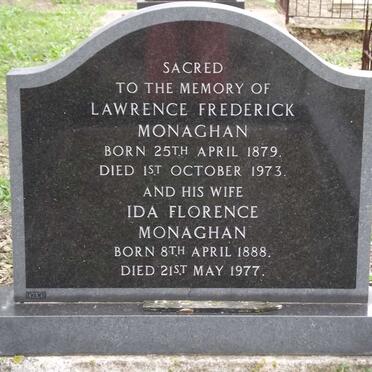 MONAGHAN Lawrence Frederick 1879-1973 &amp; Ida Florence 1888-1977