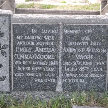 MOORE Ambrose Wilson -1968 &amp; Emily Amelia -1946