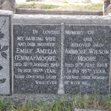 MOORE Ambrose Wilson -1968 &amp; Emily Amelia -1946