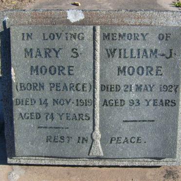 MOORE William J -1927 &amp; Mary S. PEARCE -1919 