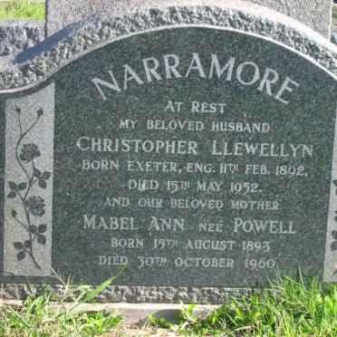 NARRAMORE Christopher Llewellyn 1892-1952 &amp; Mabel Ann POWELL 1893-1960