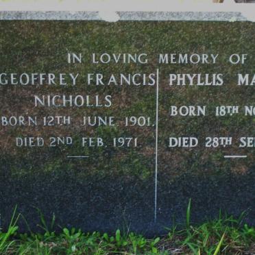 NICHOLLS Geoffrey Francis 1901-1971 &amp;  Phyllis Marjorie 1906-1994