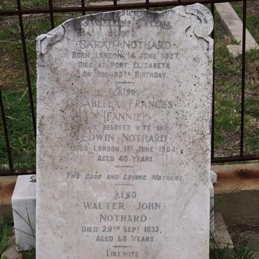 NOTHARD Sarah 1827-1912 :: NOTHARD Isabella Francis -1904 :: NOTHARD Walter John -1932 :: NOTHARD Thomas -1933