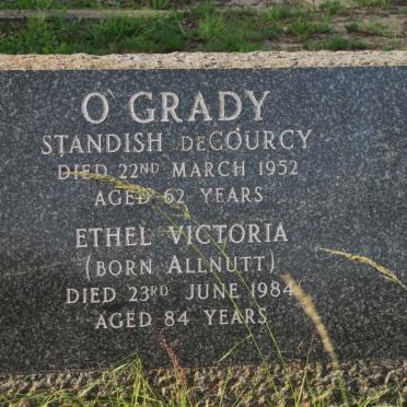O'GRADY Standish deCourcy 1952 &amp; Ethel Victoria Allnutt -1984