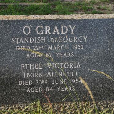 O'GRADY Standish deCourcy 1952 &amp; Ethel Victoria Allnutt -1984