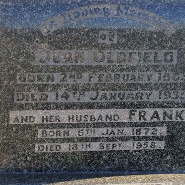 OLDFIELD Frank 1872-1958 &amp; Jean 1883-1935