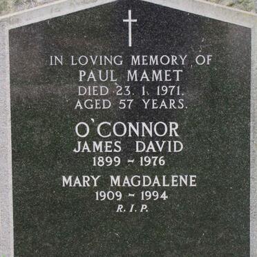 O'CONNOR James David 1899-1976 :: O'CONNOR Mary Magdalene 1909-1994 :: MAMET Paul -1971