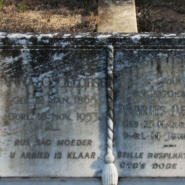 OELOFSE Andries 1862-1937 &amp; Anna 1865-1953