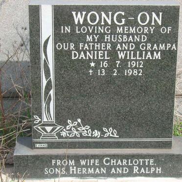 ON Daniel William, Wong 1912-1982