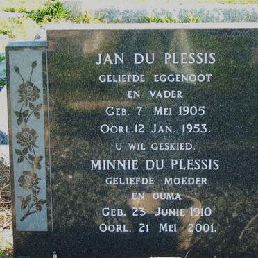 PLESSIS Jan, du 1905-1953 &amp; Minnie 1910-2001