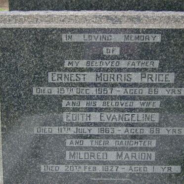PRICE Ernest Morris -1957 &amp; Edith Evangeline -1963 :: PRICE Mildred Marion