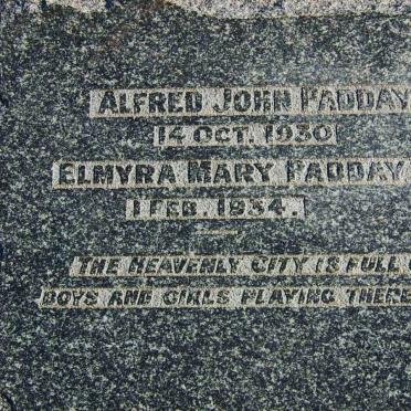 PADDAY Alfred John -1930 :: PADDAY Elmyra Mary -1934
