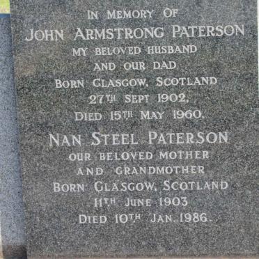 PATERSON John Armstrong 1902-1960 &amp; Nan Steel 1903-1986