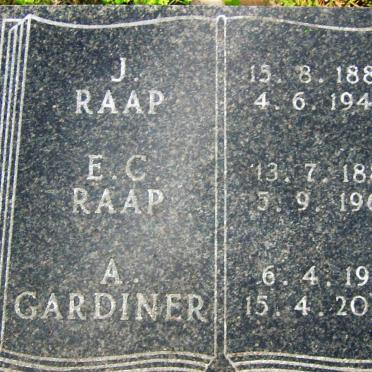 RAAP J. 1884-1940 :: RAAP E.C. 1881-1962 :: GARDINER A. 1912-2000